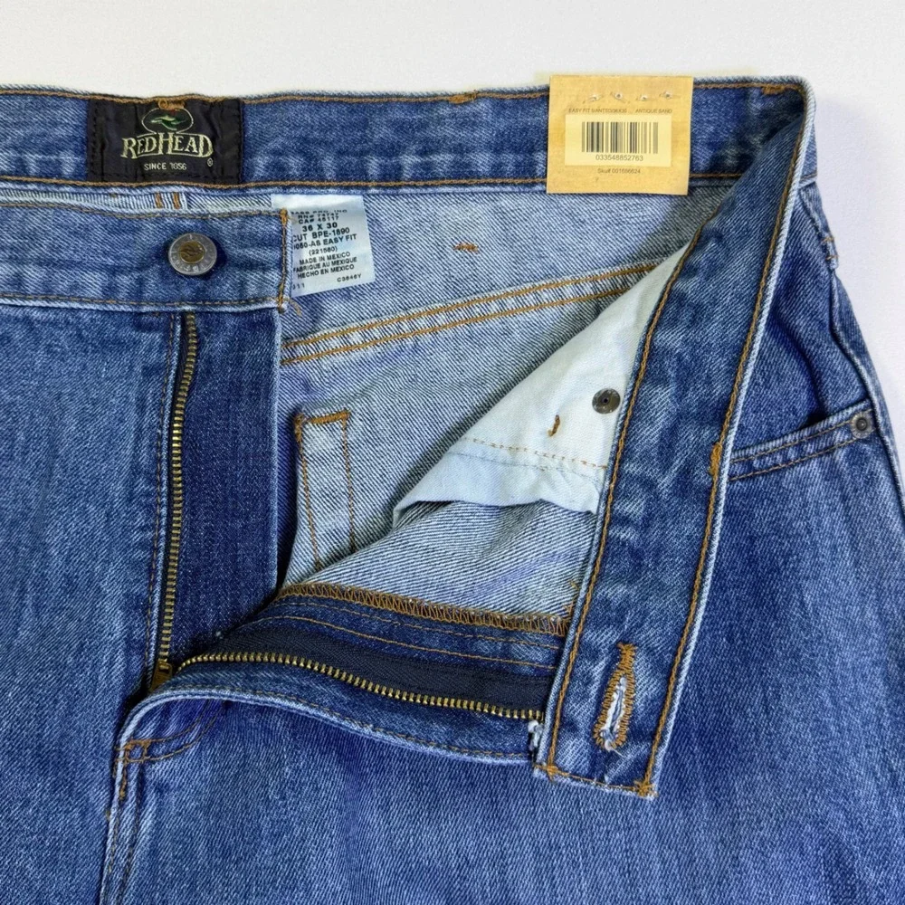 RedHead Mens Easy Fit Straight Leg Denim Jeans Blue 36x30 9050-AS Work Utility